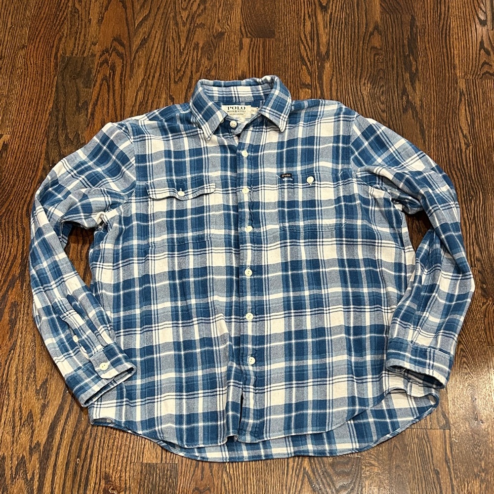 Polo Ralph Lauren Blue and White Plaid Shirt